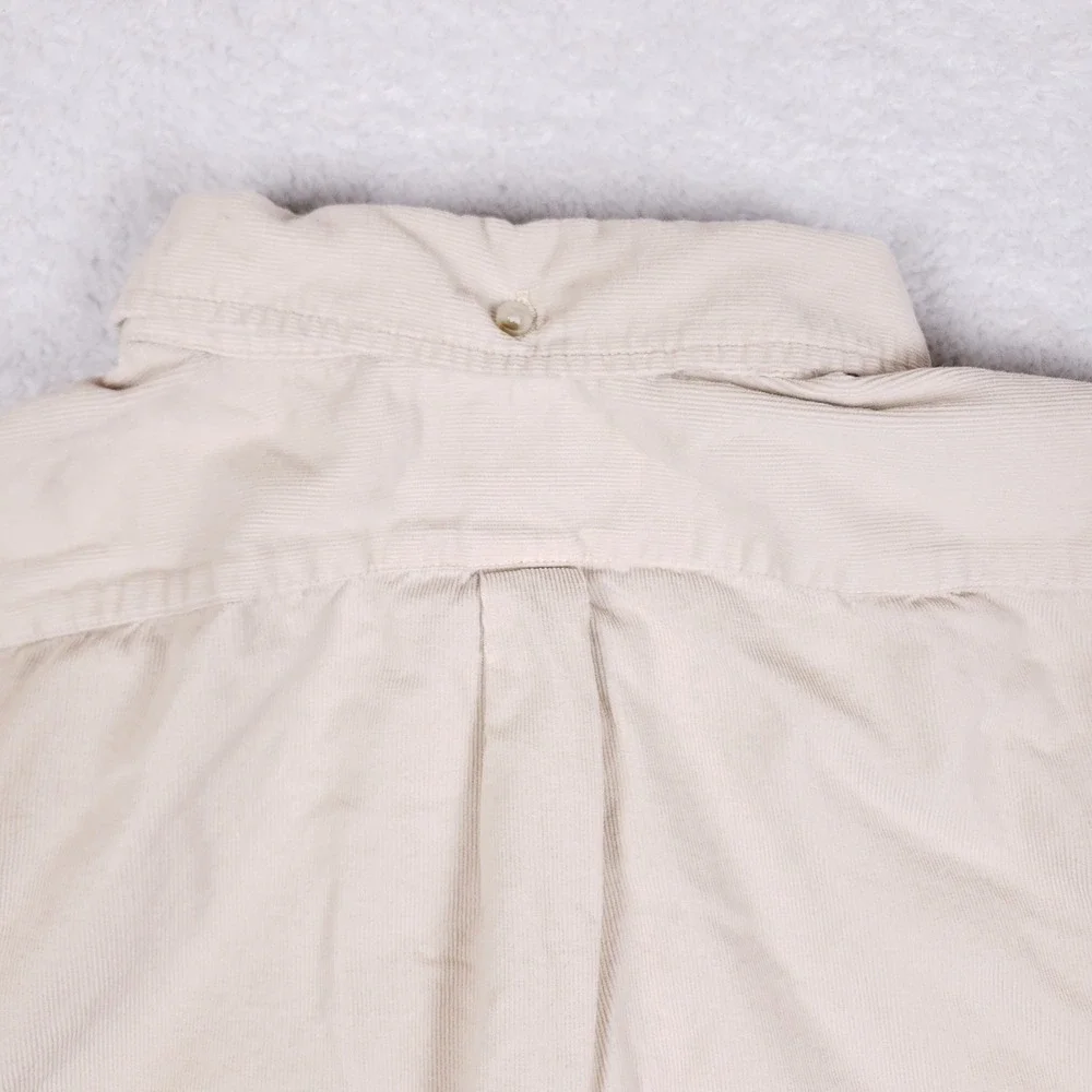 Banana Republic Men XL Slim Fit Corduroy Button Down Shirt Tan Beige Long Sleeve